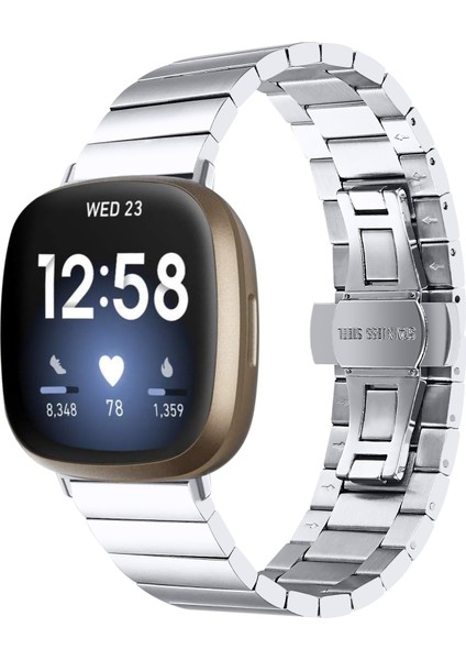 Fit Versa 3 / Sense Için Metal Saat Kordonu (Yurt Dışından)