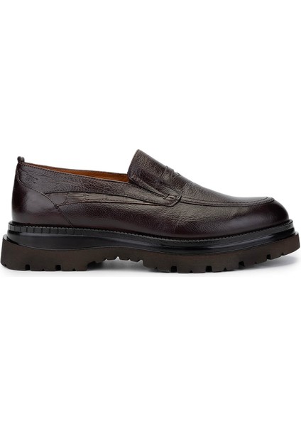 Erkek Hakiki Deri Kahverengi Loafer Ayakkabı 537 3493 Erk Ayk SK24-25 Kahve