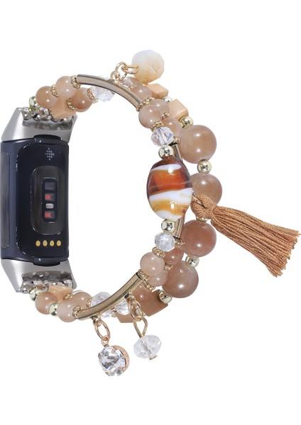 Fit Versa 3 / Sense Için Yuvarlak Boncuklu Zincirli Saat Kordonu (Yurt Dışından)