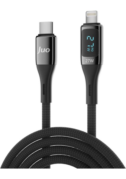 27W Dijital LED Ekranlı USB Type-C To Lightning iPhone iPad Hızlı Şarj ve Data Kablosu 1 Metre
