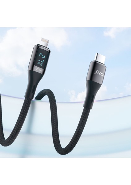 27W Dijital LED Ekranlı USB Type-C To Lightning iPhone iPad Hızlı Şarj ve Data Kablosu 1 Metre