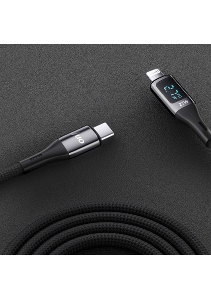 27W Dijital LED Ekranlı USB Type-C To Lightning iPhone iPad Hızlı Şarj ve Data Kablosu 1 Metre