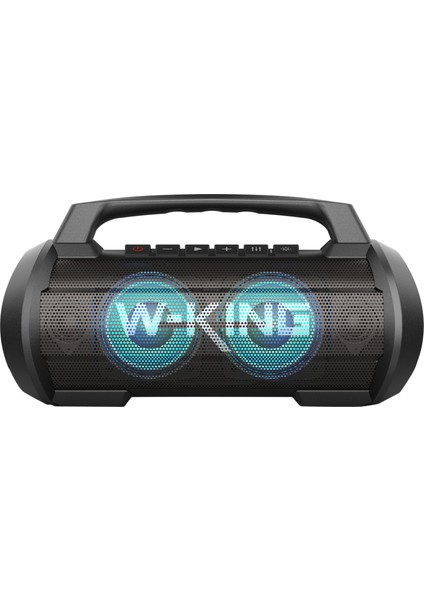 W-Kıng D10 Bluetooth Hoparlör 120W Partybox 42S Dinleme Işıklı Ipx6 Kablosuz Stereo Tws Ses Bombası Siyah