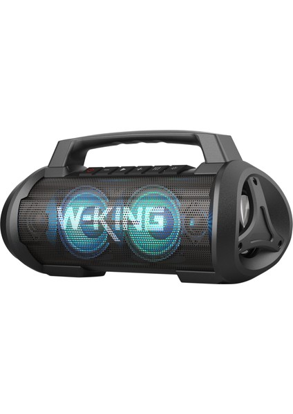 W-Kıng D10 Bluetooth Hoparlör 120W Partybox 42S Dinleme Işıklı Ipx6 Kablosuz Stereo Tws Ses Bombası Siyah