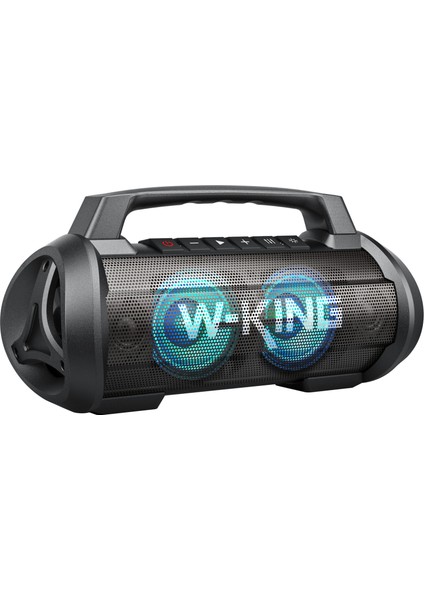 W-Kıng D10 Bluetooth Hoparlör 120W Partybox 42S Dinleme Işıklı Ipx6 Kablosuz Stereo Tws Ses Bombası Siyah