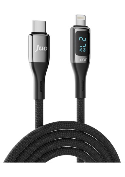27W Dijital LED Ekranlı USB Type-C To Lightning iPhone iPad Hızlı Şarj ve Data Kablosu 1 Metre