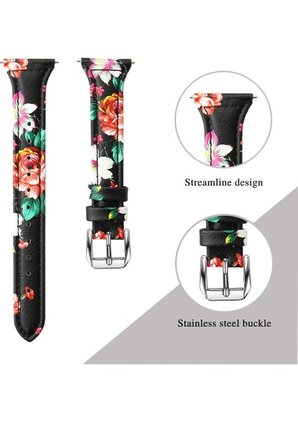 Fit Versa 2 Deri Saat Kordonu, Shrink Versiyon(Mavi Çiçek) (Yurt Dışından)