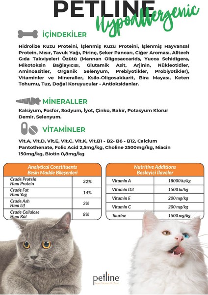 Hypoallergenic Kuzu Etli Yetişkin Kedi Maması 3KG ( 2 x 1.5Kg )