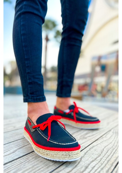 CH311 Espadril Erkek Ayakkabı Sıyah - Kırmızı