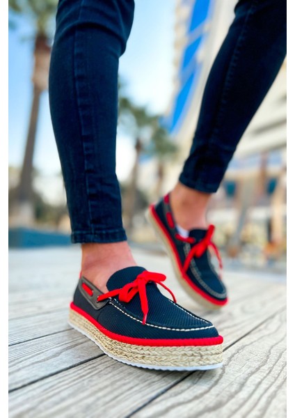 CH311 Espadril Erkek Ayakkabı Sıyah - Kırmızı