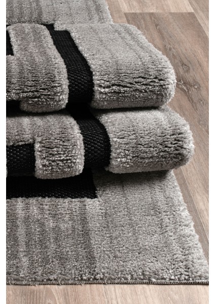 Comfort Modern Yumuşak Konforlu Halı ve Yolluk 125B Siyah Gri