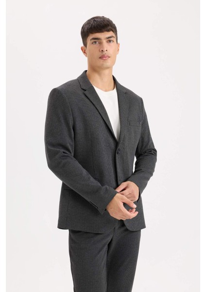 Slim Fit Dar Kesim Ceket Yaka Düğmeli Blazer Ceket D6074AX24AU fırsatları