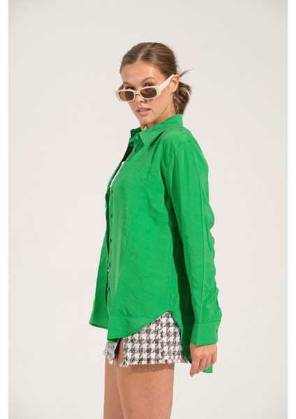Oversize Kalıp Modal Kumaş Kadın Gömlek