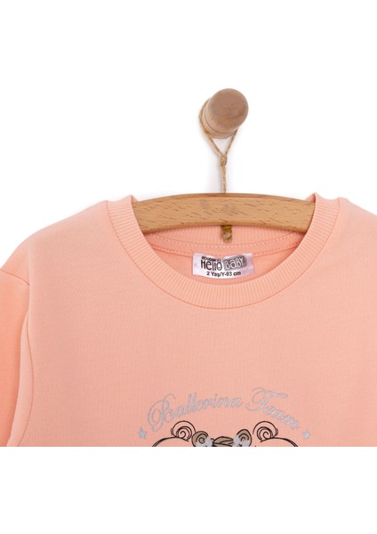 Basic Az Şardonlu Aslan Desenli Sweatshirt Kız Bebek