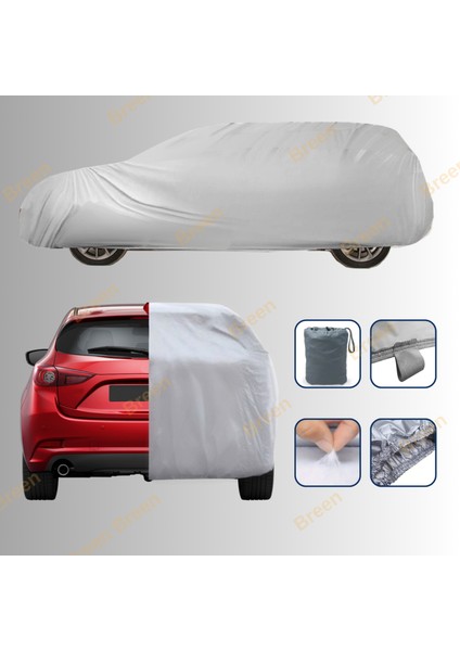 Hatchbacklerle Uyumlu Gri - M Araba Branda, Oto Örtüsü (Araç uzunluğu 3.75m-4.15m arası)