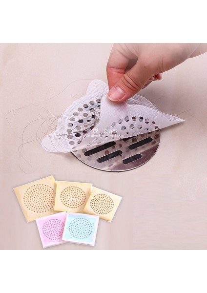 Mavi 10 Adet Tarzı 12CMX12CM Saç Tutucu Duş Tek Kullanımlık Filtre Etiketi Süzgeç Banyo Aksesuarları Ürünleri Banyo Mutfak Lavabo Eleği (Yurt Dışından)