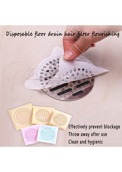 Mavi 10 Adet Tarzı 12CMX12CM Saç Tutucu Duş Tek Kullanımlık Filtre Etiketi Süzgeç Banyo Aksesuarları Ürünleri Banyo Mutfak Lavabo Eleği (Yurt Dışından)