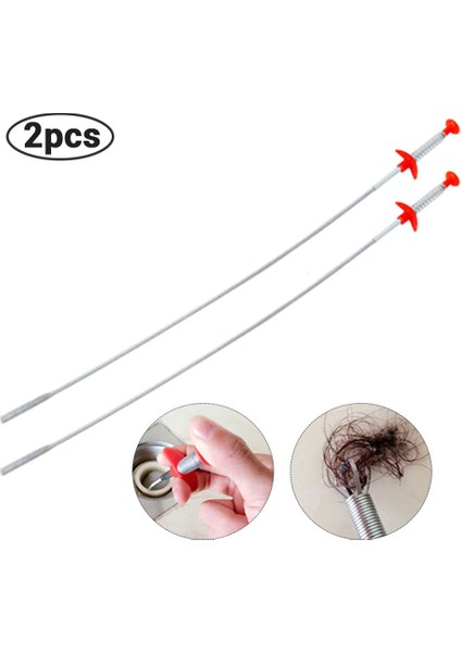 2 Adet Tarzı 60CM Kanal Pençesi Yay Boru Temizleme Araçları Banyo Mutfak Lavabo Saç Tutucu Tahliye Yılanı Tıkanıklık Giderici Stick (Yurt Dışından)