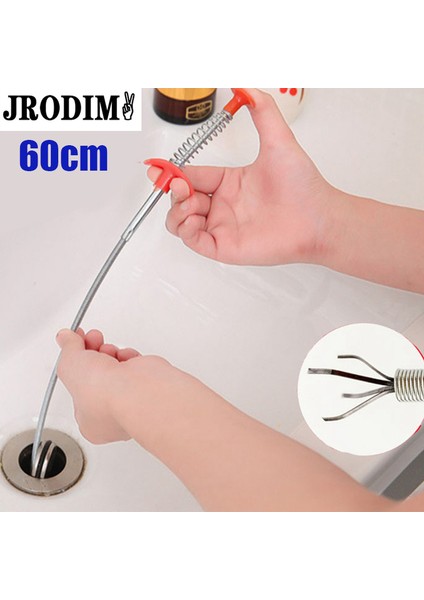 2 Adet Tarzı 60CM Kanal Pençesi Yay Boru Temizleme Araçları Banyo Mutfak Lavabo Saç Tutucu Tahliye Yılanı Tıkanıklık Giderici Stick (Yurt Dışından)