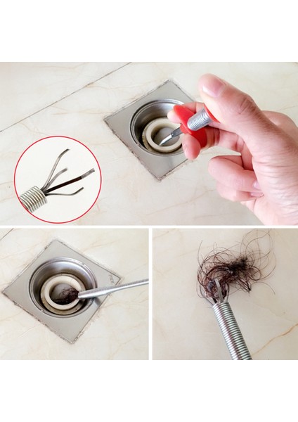 2 Adet Tarzı 60CM Kanal Pençesi Yay Boru Temizleme Araçları Banyo Mutfak Lavabo Saç Tutucu Tahliye Yılanı Tıkanıklık Giderici Stick (Yurt Dışından)