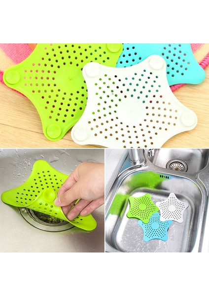 Pembe Stil 15X14CM Filtreli Mutfak Banyo Lavabo Filtreli Beşgen Anti-Tıkanıklık Çöp Emme Plastik Drenaj Kapağı (Yurt Dışından)