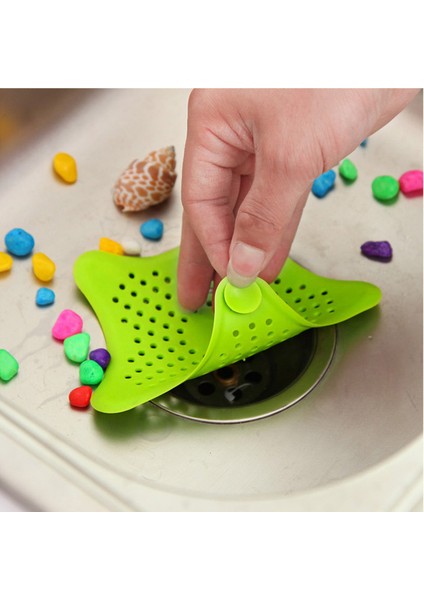 Pembe Stil 15X14CM Filtreli Mutfak Banyo Lavabo Filtreli Beşgen Anti-Tıkanıklık Çöp Emme Plastik Drenaj Kapağı (Yurt Dışından)