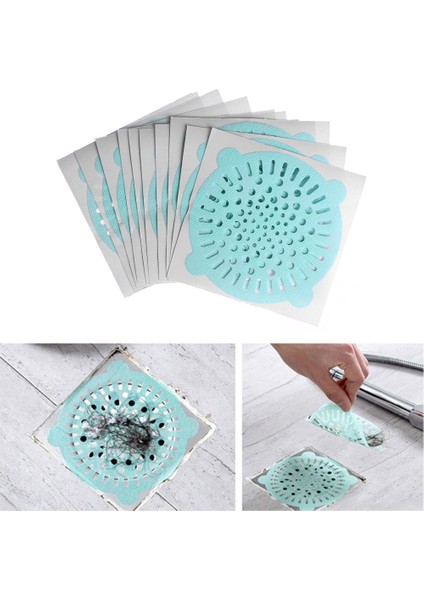 Pembe Tarzı 10 Adet Tek Kullanımlık Banyo Mutfak Zemin Gider Sticker Saç Filtresi Atık Lavabo Süzgeci Non-Dokuma Kumaş Temizlik Kağıdı (Yurt Dışından)