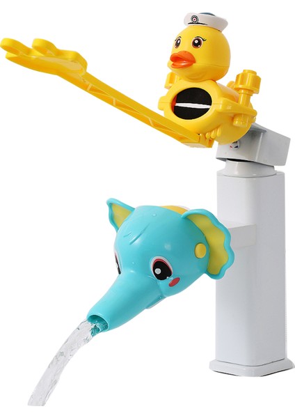 H Tarzı Karikatür Ördek Şekilli Musluk Uzatma Kiti Silikon Bebek El Yıkama Musluk Uzantısı Sıçrama Geçirmez Su Boru Banyo Aksesuarları (Yurt Dışından)