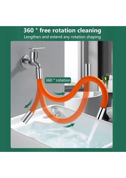 50 cm Sarı Stil 360 Derece Dönebilen Musluk Uzatma Genişletici Banyo Balkon Musluk Uzatma Sıçramaya Karşı Koruma Aparatı Evrensel (Yurt Dışından)