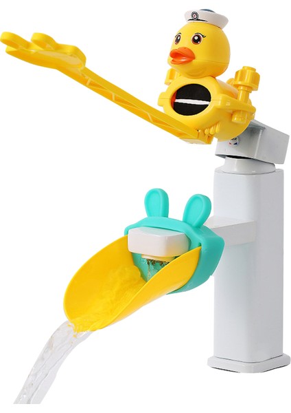 J Tarzı Karikatür Ördek Şekilli Musluk Uzatma Kiti Silikon Bebek El Yıkama Musluk Uzantısı Sıçrama Geçirmez Su Boru Banyo Aksesuarları (Yurt Dışından)