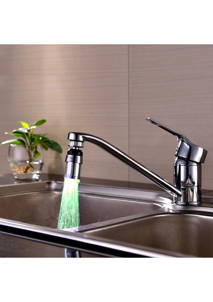 Tek Yeşil Stil Yeni LED Su Musluğu Işık 7 Renk Değiştirme Duş Aparatı Mutfak Musluğu Sıçrama Filtresi Adaptörü Banyo Aksesuarları (Yurt Dışından)