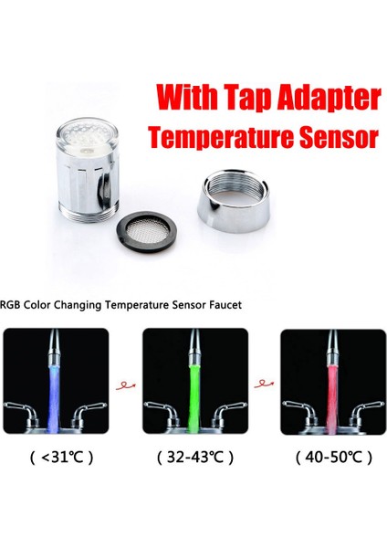 Sıcaklık 3 Renk Stili Mutfak Banyo Lavabo Bataryası Sensörlü Renkli Işık Musluk Başlığı- Türkiye'de E-Ticaret Başlığı (Yurt Dışından) modelleri