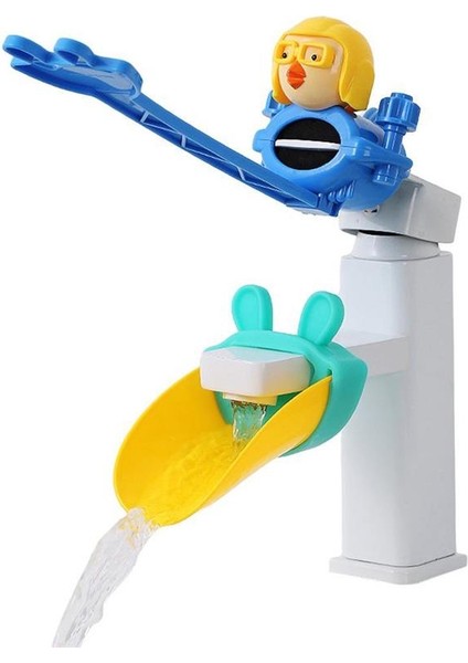 Tavşan Mavi Tarzı Çocuklar Için Banyo Musluğu Kolu ve Nozül Uzatıcısı Sprey Geçirmez Uzatma Bataryası Karikatür Silikon Kolu Uzatıcı Lavabo Kolu (Yurt Dışından)