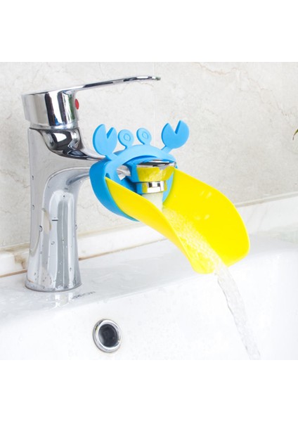 Mavi Sarı Stil Çocuk Lavabo Uzatma Aparatı Bebek El Yıkama Musluk Uzatma Ucu Sıçramayı Önleyen Karikatür Su Akıtma Çocukların Lavabo Uzantısı (Yurt Dışından)