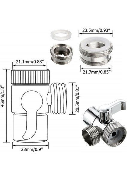 Gümüş Tarzı 3 Yollu Tee Bağlantı Aparatı Duş Başlığı Yönlendirici Valf Duş Bataryaları Su Ayırıcı Için Tuvalet Bidet Duş'a Geçiş Adaptörü (Yurt Dışından)