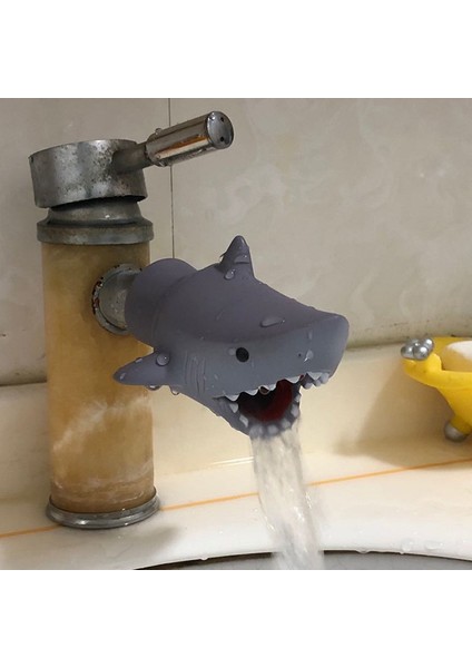 Köpekbalığı Stili Hayvan Figürlü Sıçramaya Dayanıklı Musluk Uzatma Aparatı Çocuklar Banyo Oyuncakları El Yıkama Musluğu Uzantısı (Yurt Dışından)