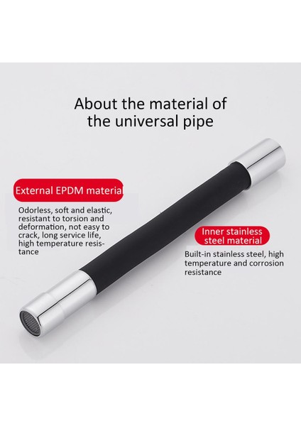 Siyah 20CM Tarzı Evrensel Musluk Uzatma Borusu Balkon Havuz 360 Derece Esnek Dönebilen Musluk Tüp Bağlantısı Mutfak Musluk Uzatma Borusu (Yurt Dışından)