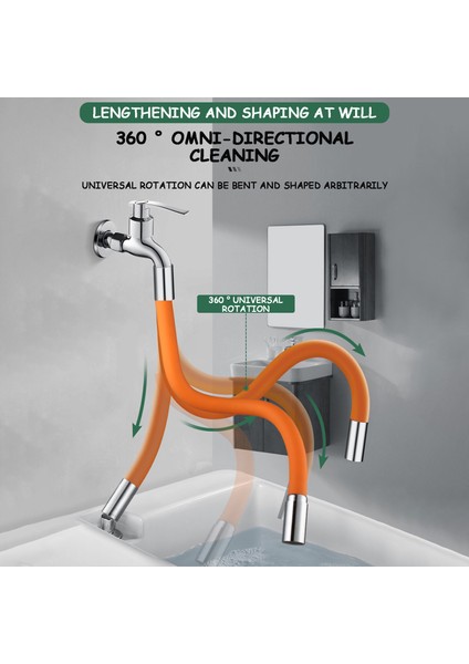 Kırmızı Stil Mutfak Banyo Bataryası Uzatma Uzatıcı Dönebilen Uzun Hortum Taşınabilir Evrensel Köpüren Uzatma Tüpü 1 Adet (Yurt Dışından) fırsatları
