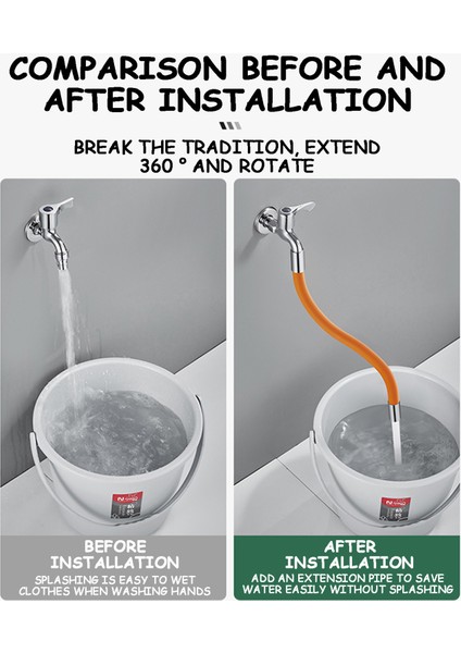 20CM Tarzı Mutfak Banyo Bataryası Uzatma Uzatıcı Dönebilen Uzun Hortum Taşınabilir Evrensel Köpüren Uzatma Tüpü 1 Adet (Yurt Dışından) modelleri