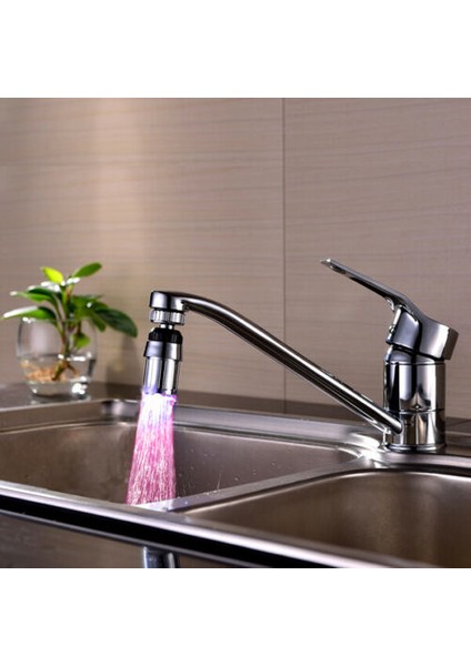 Kırmızı Stil Mutfak LED Bataryalı Musluk Karıştırıcı Ağızlık Su Sıcaklık Kontrolü Sensörlü Döner - (Yurt Dışından)