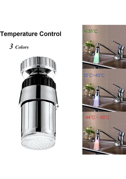 Kırmızı Stil Mutfak LED Bataryalı Musluk Karıştırıcı Ağızlık Su Sıcaklık Kontrolü Sensörlü Döner - (Yurt Dışından) fiyatları