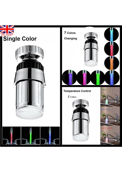 Kırmızı Stil Mutfak LED Bataryalı Musluk Karıştırıcı Ağızlık Su Sıcaklık Kontrolü Sensörlü Döner - (Yurt Dışından) modelleri