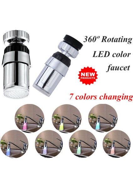 Kırmızı Stil Mutfak LED Bataryalı Musluk Karıştırıcı Ağızlık Su Sıcaklık Kontrolü Sensörlü Döner - (Yurt Dışından) fırsatları