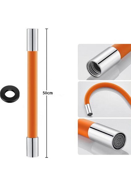 TURUNCU-50CM Tarzı Lavabo Için 360° Dönebilen Musluk Uzatma Aparatı Su Sıçramasını Önleyici Evrensel Uzatma Hortumu (Yurt Dışından)
