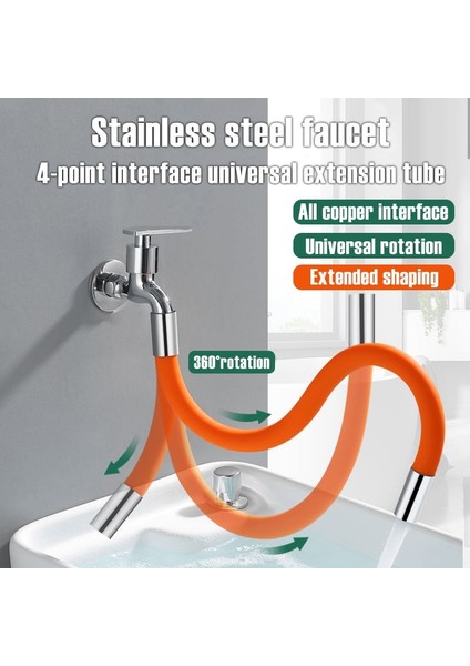 TURUNCU-50CM Tarzı Lavabo Için 360° Dönebilen Musluk Uzatma Aparatı Su Sıçramasını Önleyici Evrensel Uzatma Hortumu (Yurt Dışından) fırsatları