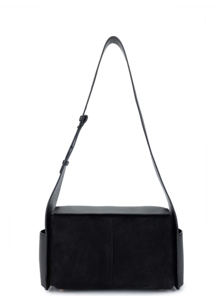 Kadın Deri/vegan Siyah Süet Omuz Çanta 600 6205 Bn Cnt SK24-25 Syh Suet/fltr