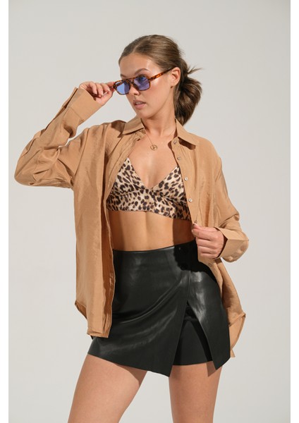 Oversize Kalıp Modal Kumaş Kadın Gömlek