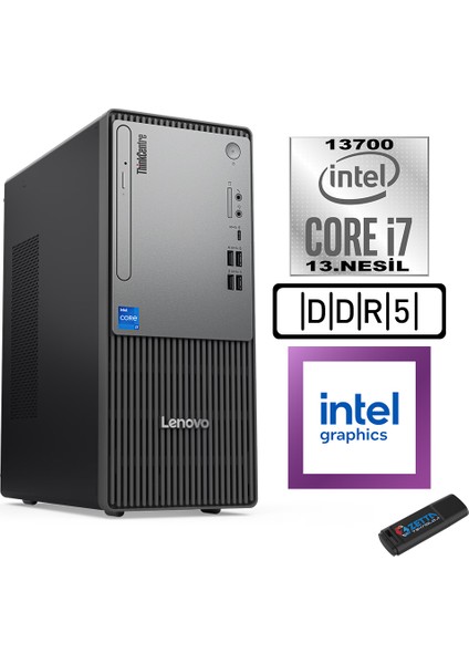 Thinkcentre Neo 50T Gen5 Intel Core I7 13700 16GB Ddr5 2tb SSD Windows 11 Pro Intel UHD 770 12UB000LTRW04+ZETTA Flash Bellek
