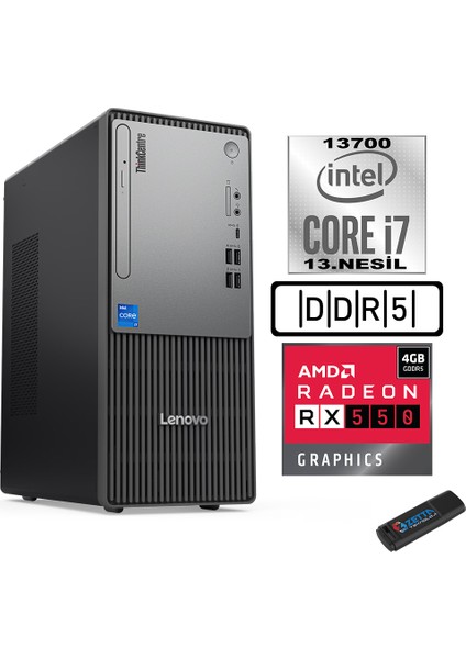 Thinkcentre Neo 50T Gen5 Intel Core I7 13700 16GB Ddr5 1tb SSD Windows 11 Pro Radeon RX550 55012UB000LTRW03+ZETTA Flash Bellek