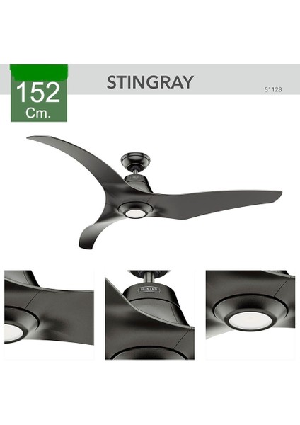 Stingray Granit - 152 cm . Dc Motor Aydınlatmalı ve Uzaktan Kumandalı Tavan Vantilatörü